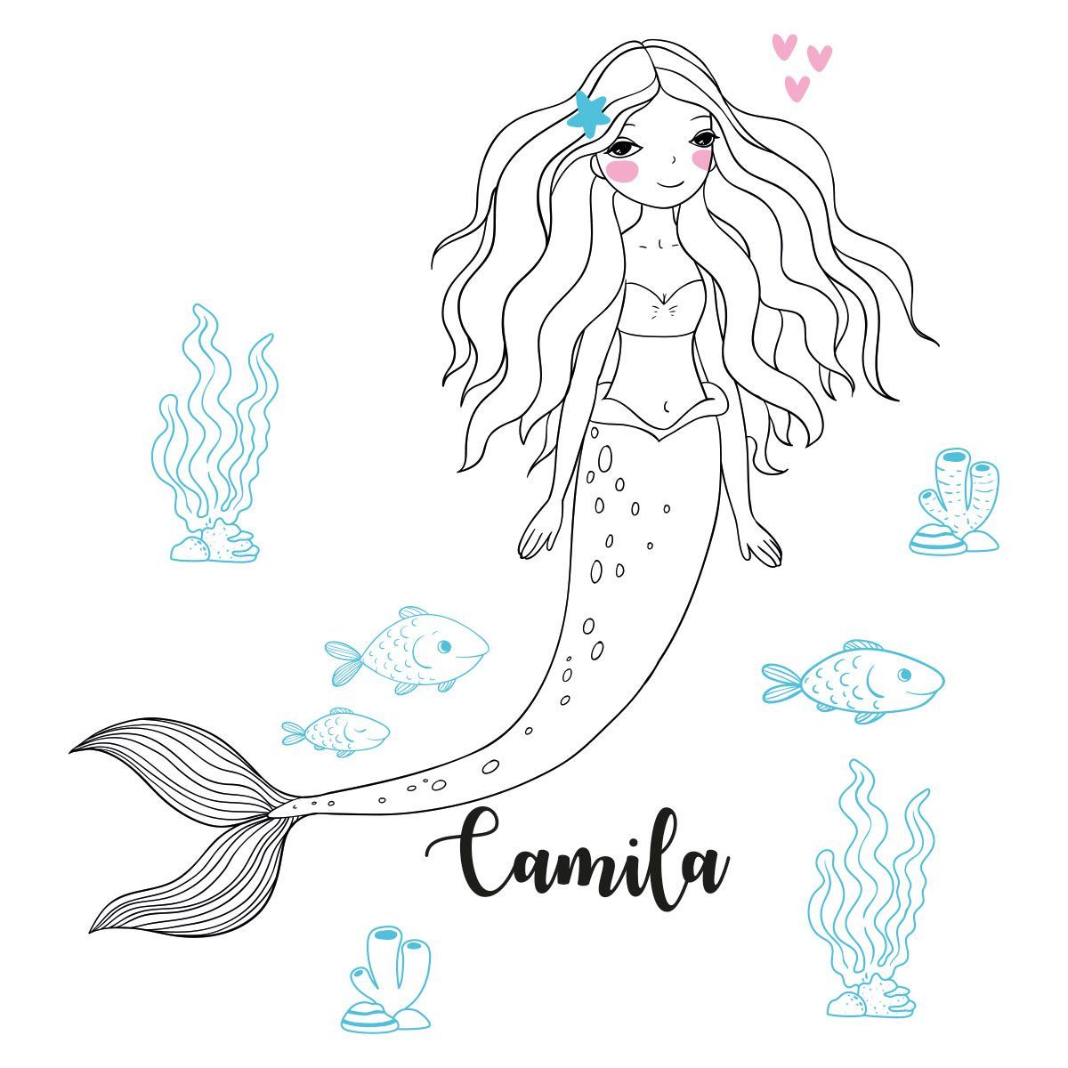 ADAZIO - Vinilo Adhesivo Infantil de Sirena XS - 56cm x 60cm (ancho x alto)