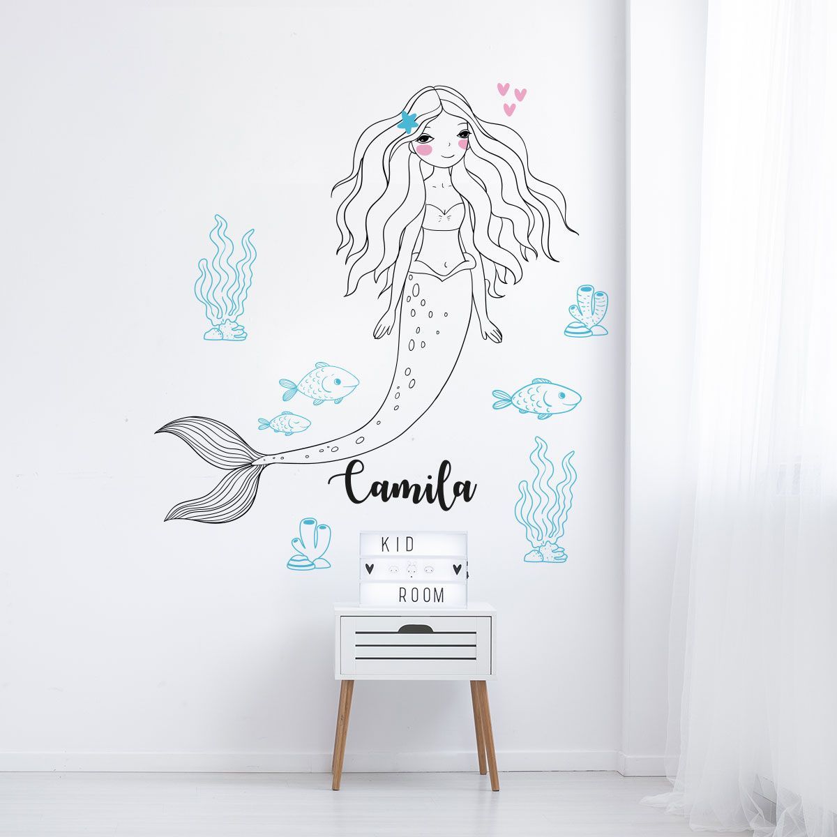 ADAZIO - Vinilo Adhesivo Infantil de Sirena M - 93cm x 100cm (ancho x alto)