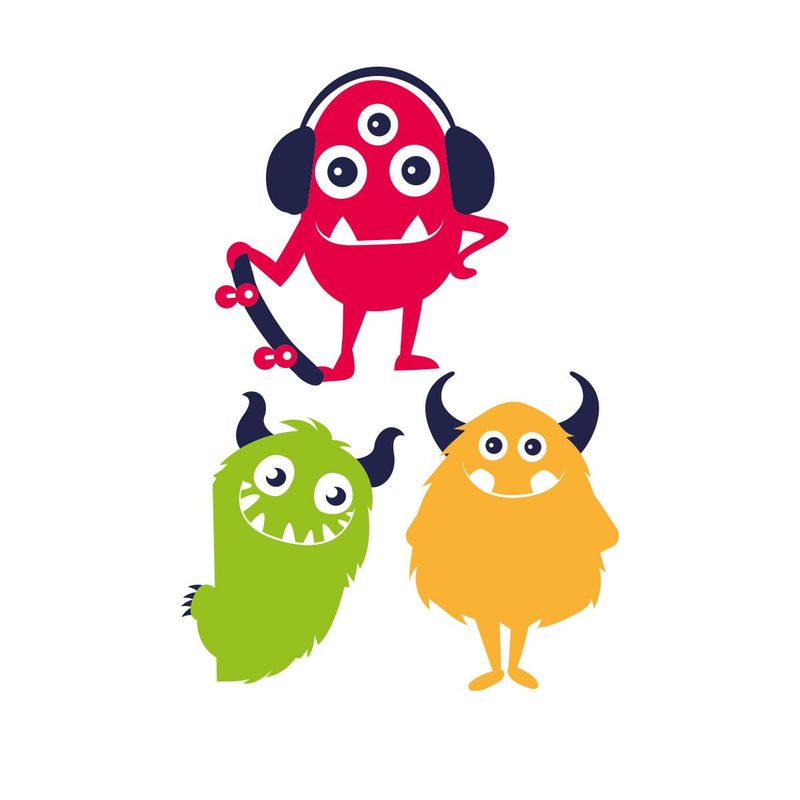 ADAZIO - Vinilo Infantil de Monstruos XS - 80cm x 36cm ancho x alto