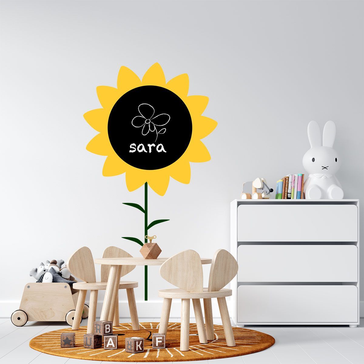 ADAZIO - Vinilo Decorativo de Girasol en Pizarra