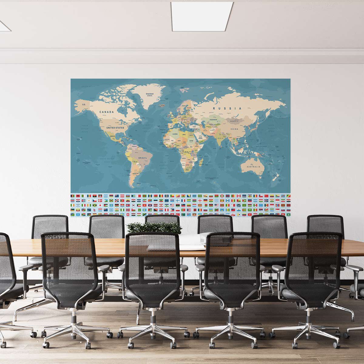 ADAZIO - Vinilo de Mapamundi con Banderas M - 145cm x 90cm (ancho x alto)