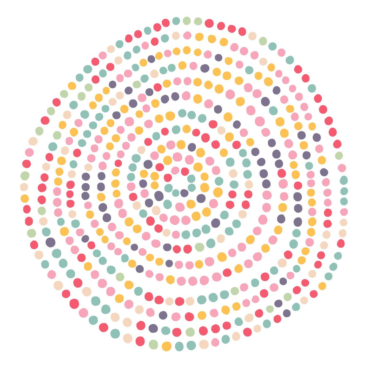 ADAZIO - Vinilo Mandala Puntos Multicolores XL - 150cm x 150cm ancho x alto