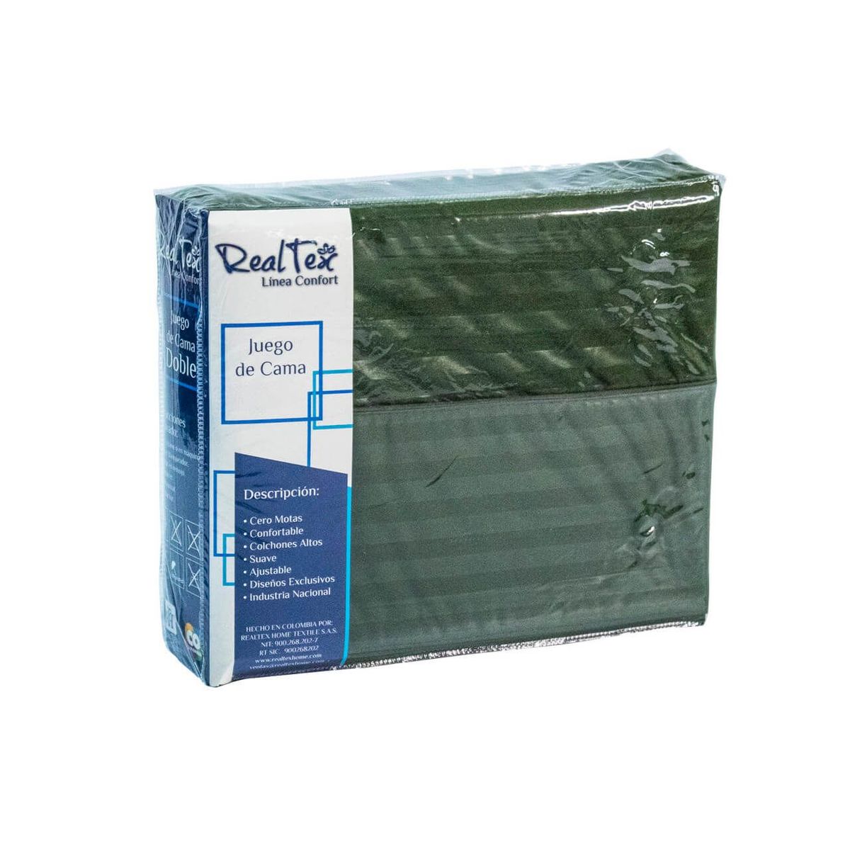 REALTEX - Juego de Sábanas Real Tex Línea Confort Unicolor Verde Oscuro