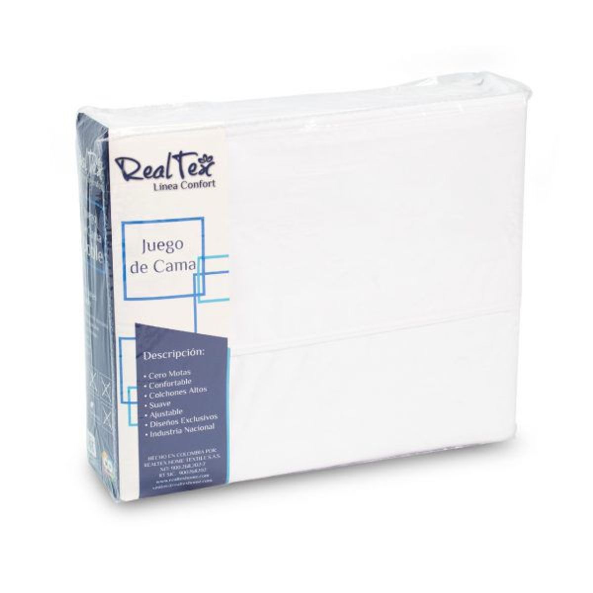 REALTEX - Juego de Sábanas Real Tex Línea Confort Unicolor - Blanco