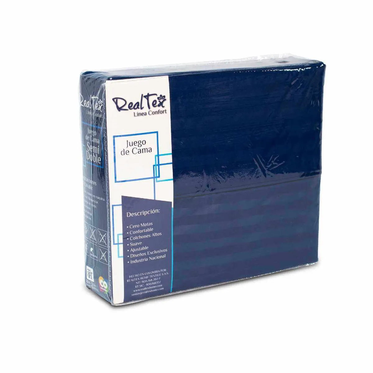 REALTEX - Juego de Sábanas Real Tex Línea Confort Unicolor - Azul