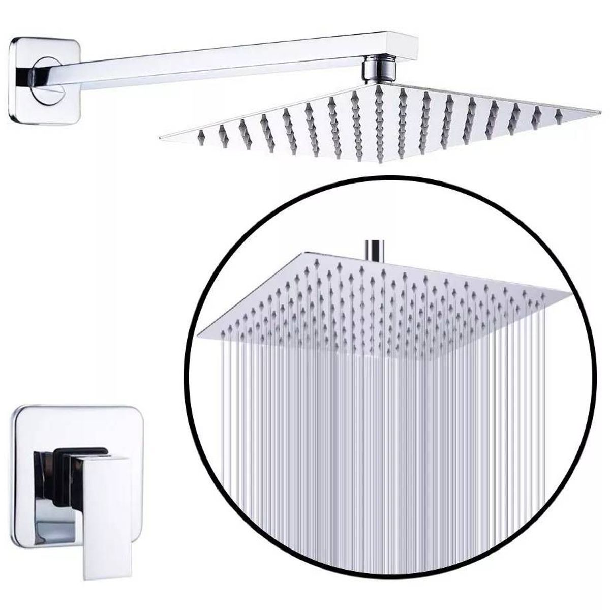 GENERICO - Kit Completo Regadera 20cm Mezclador Ducha Monocontrol Cuadrado