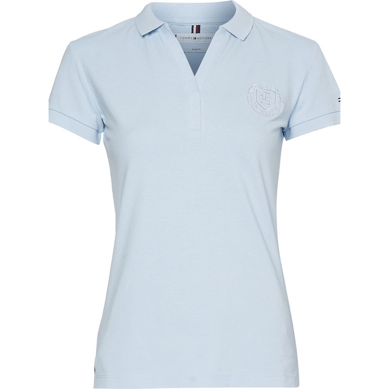 TOMMY HILFIGER - Polo Slim Con Logo Mujer Azul Tommy Hilfiger