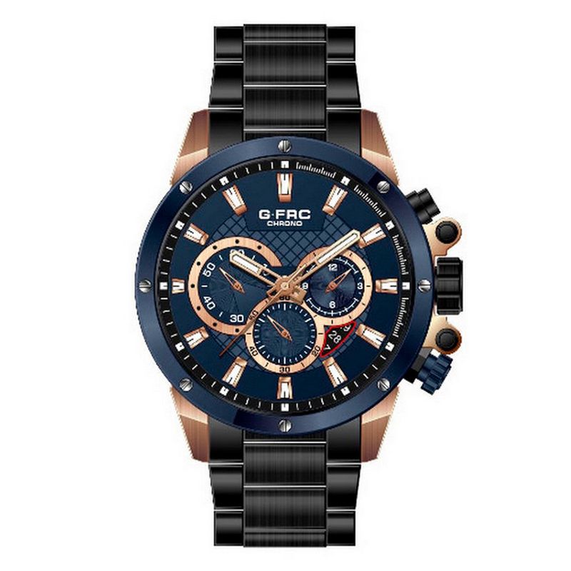 GFORCE - Reloj G-force Original H3677g Cronografo Negro Borde Rosa + Estuche