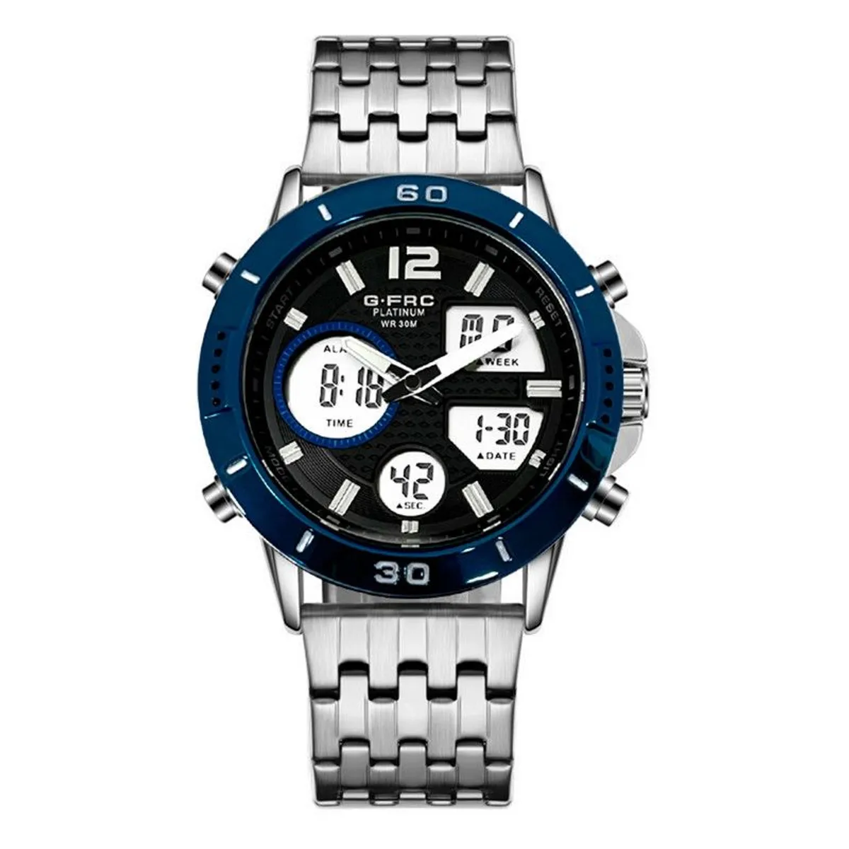 GFORCE - Reloj G-force Original Al173 Digital Acero Hombre Plateado  Estuche