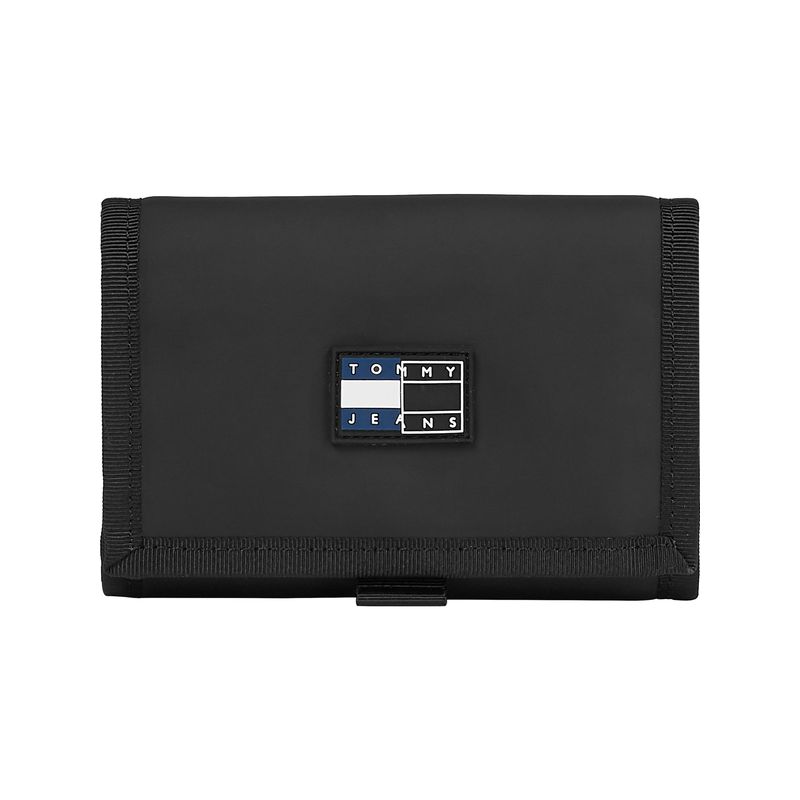 TOMMY HILFIGER - Billetera negra con logo Tommy Hilfiger