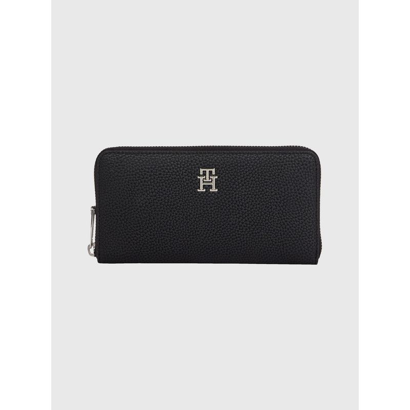 TOMMY HILFIGER - Cartera Grande Con Cremallera Y Monograma Th Mujer Negro Tommy Hilfiger