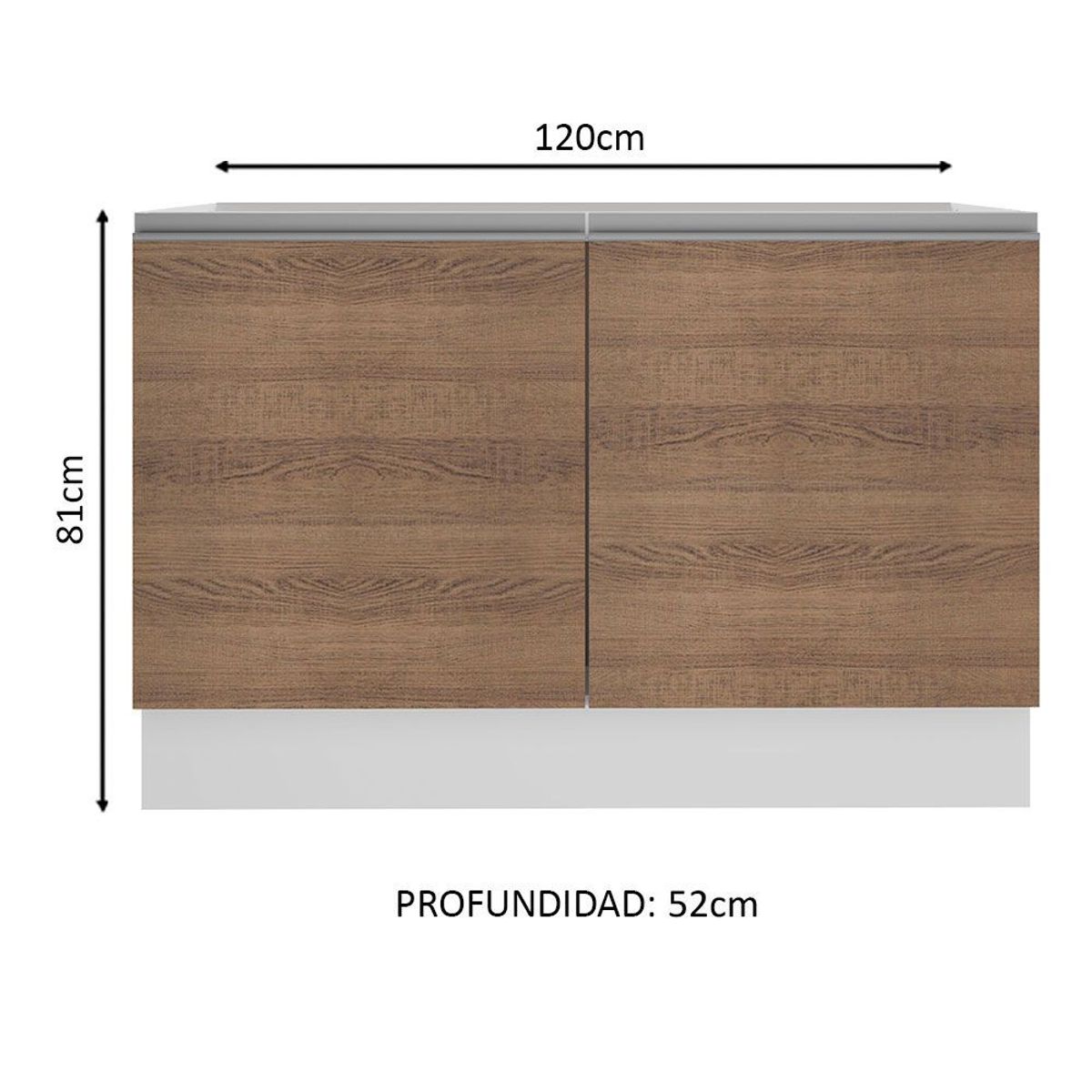 MADESA - Mueble de Cocina Bajo Glamy 1.20 Metros 2 Puertas Blanco/Marrón