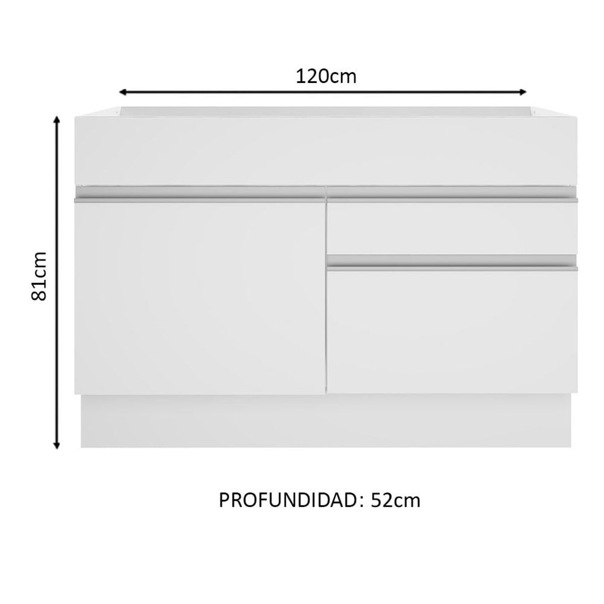 MADESA - Mueble de Cocina Bajo Glamy 1.20 m 1 Puerta 2 Cajones