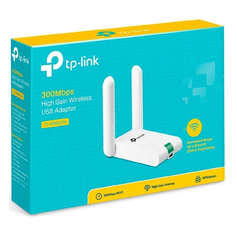 TP LINK - Adaptador De Red Rompemuros Usb Wifi Alta Potencia 300mbps TL-WN822N