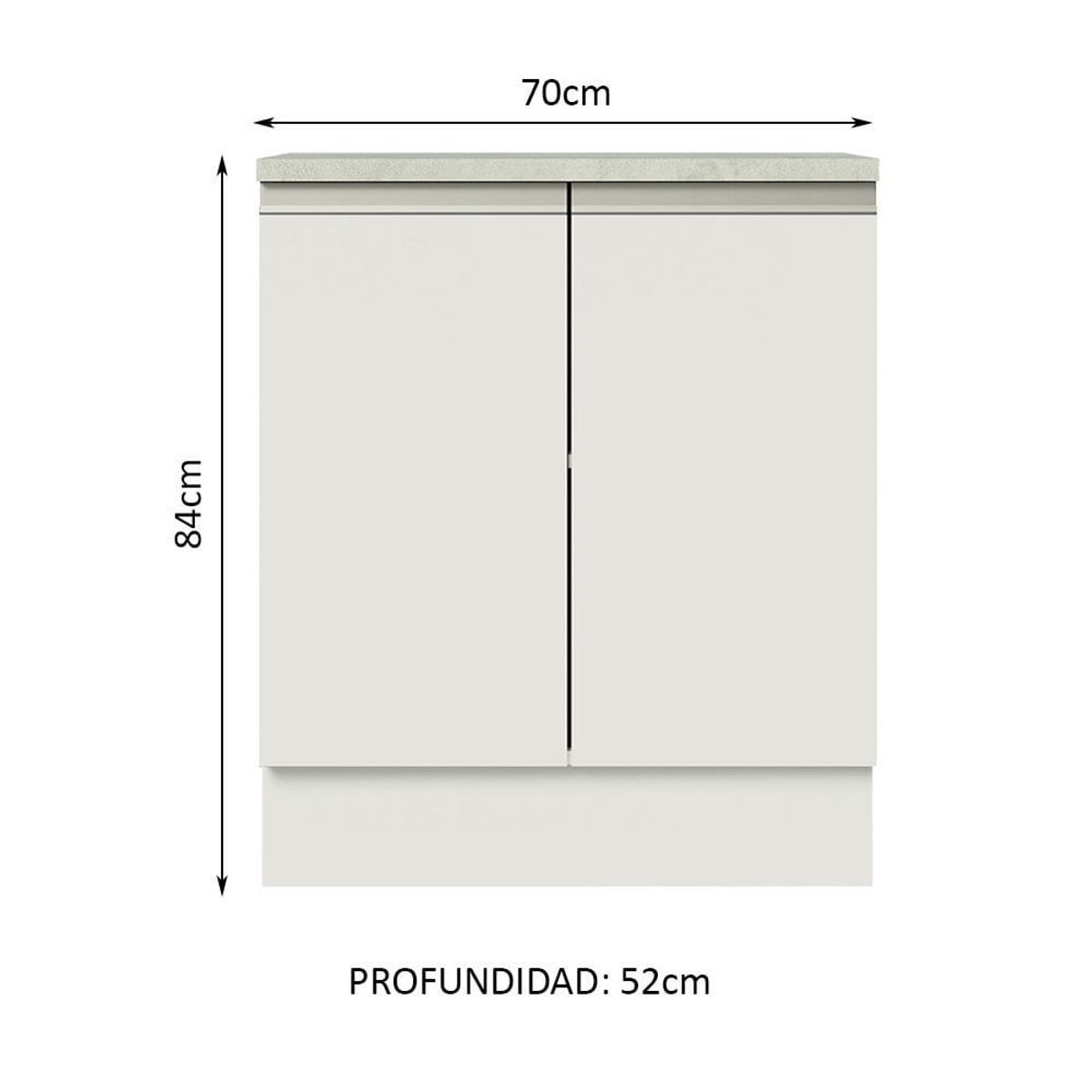 MADESA - Mueble de Cocina Bajo Glamy 70 cm 2 Puertas Blanco
