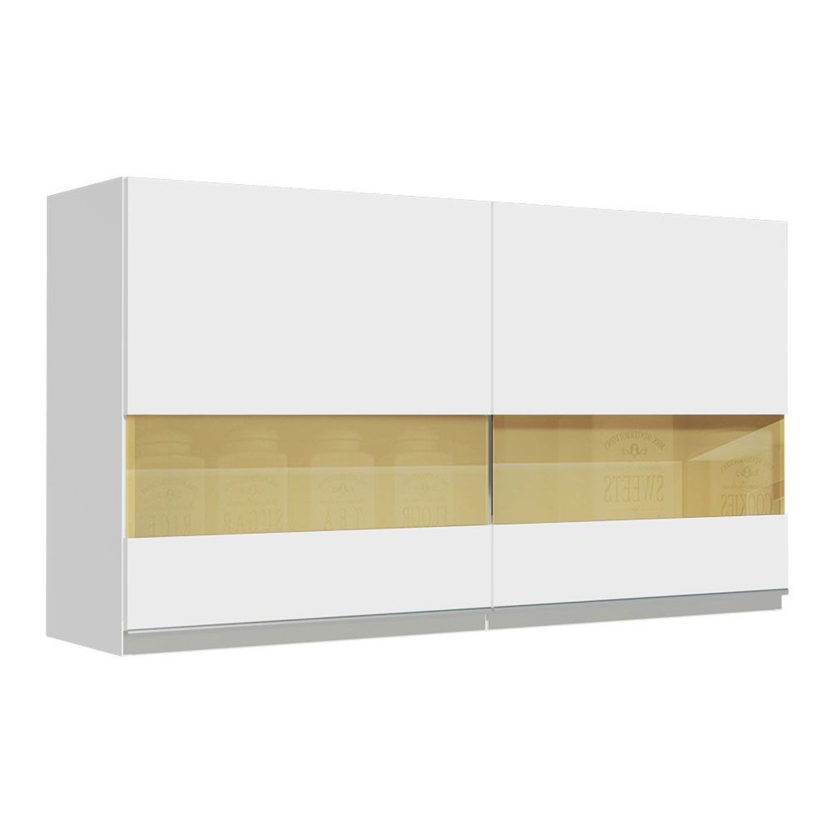 MADESA - Mueble de Cocina Superior Glamy 1.20 m 2 Puertas con Cristal Reflex Blanco