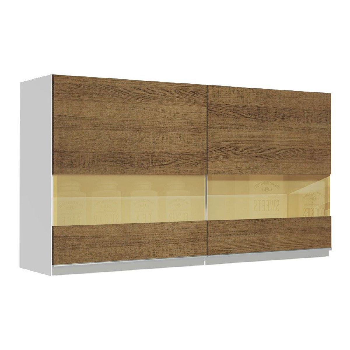 MADESA - Mueble de Cocina Superior Glamy 1.20 m 2 Puertas con Cristal Reflex Blanco/Marrón