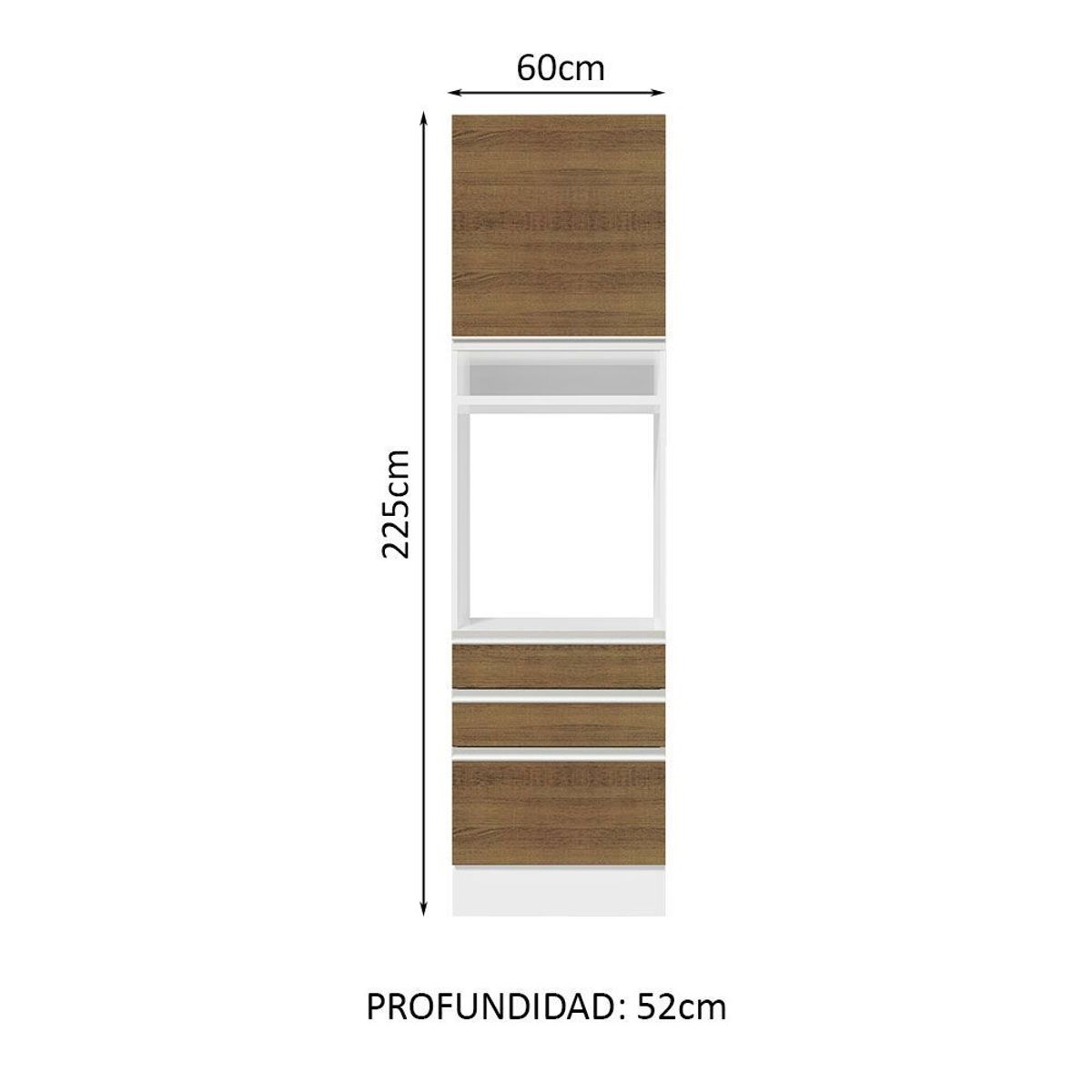 MADESA - Mueble de Cocina para Hornos Glamy 60 cm Blanco/Marrón