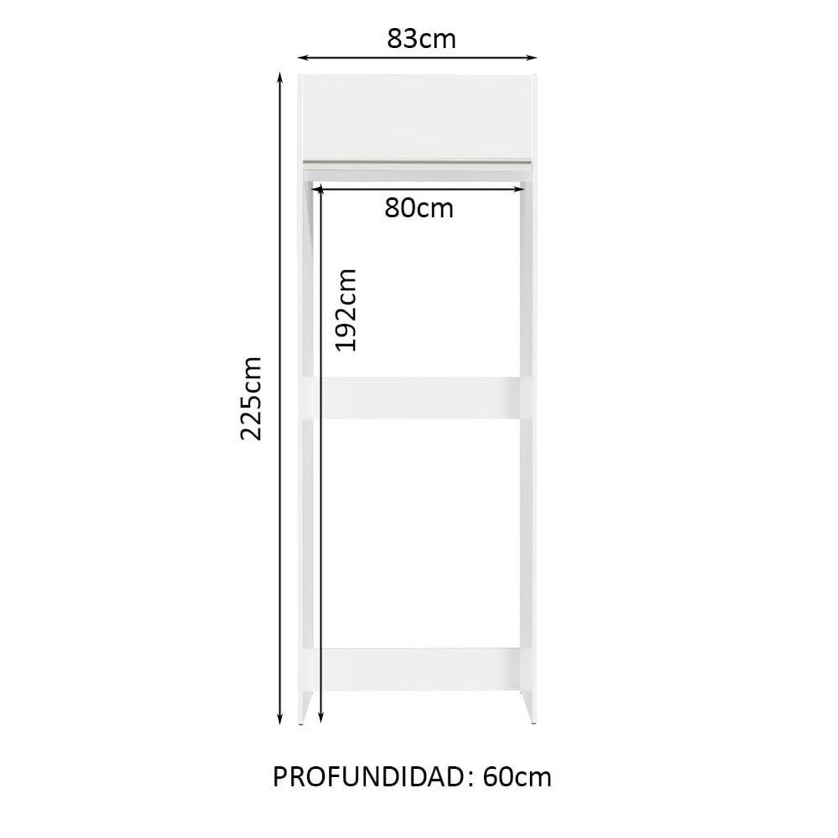 MADESA - Mueble de Cocina para Nevera Glamy 1 Puerta Abatible Blanco