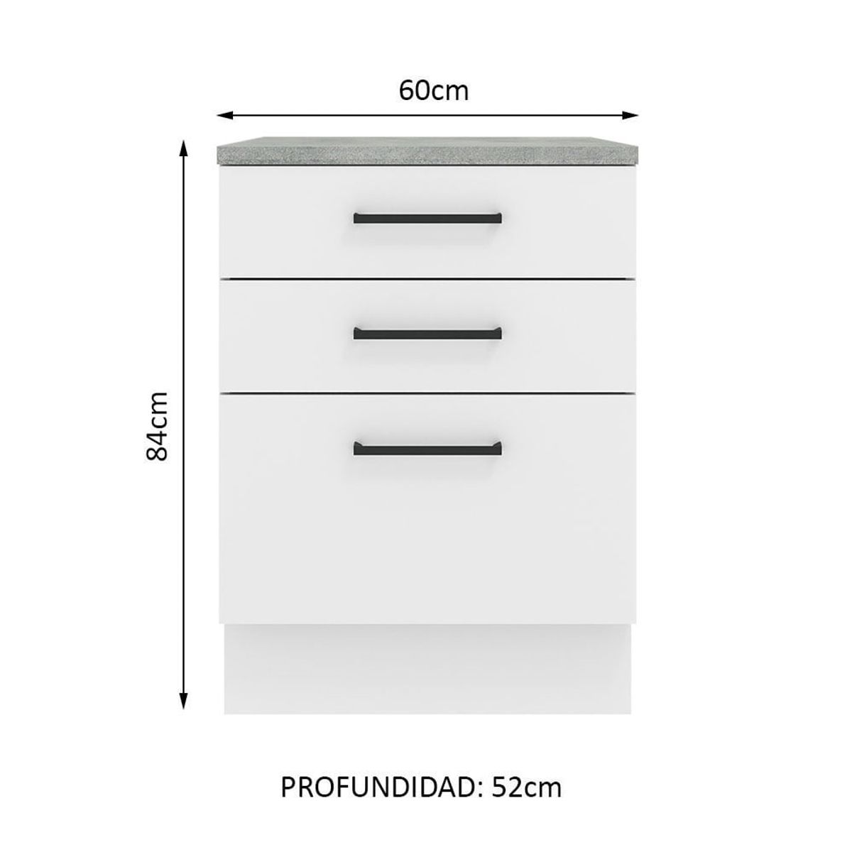 MADESA - Mueble de Cocina Bajo Agata 60 cm 3 Cajones