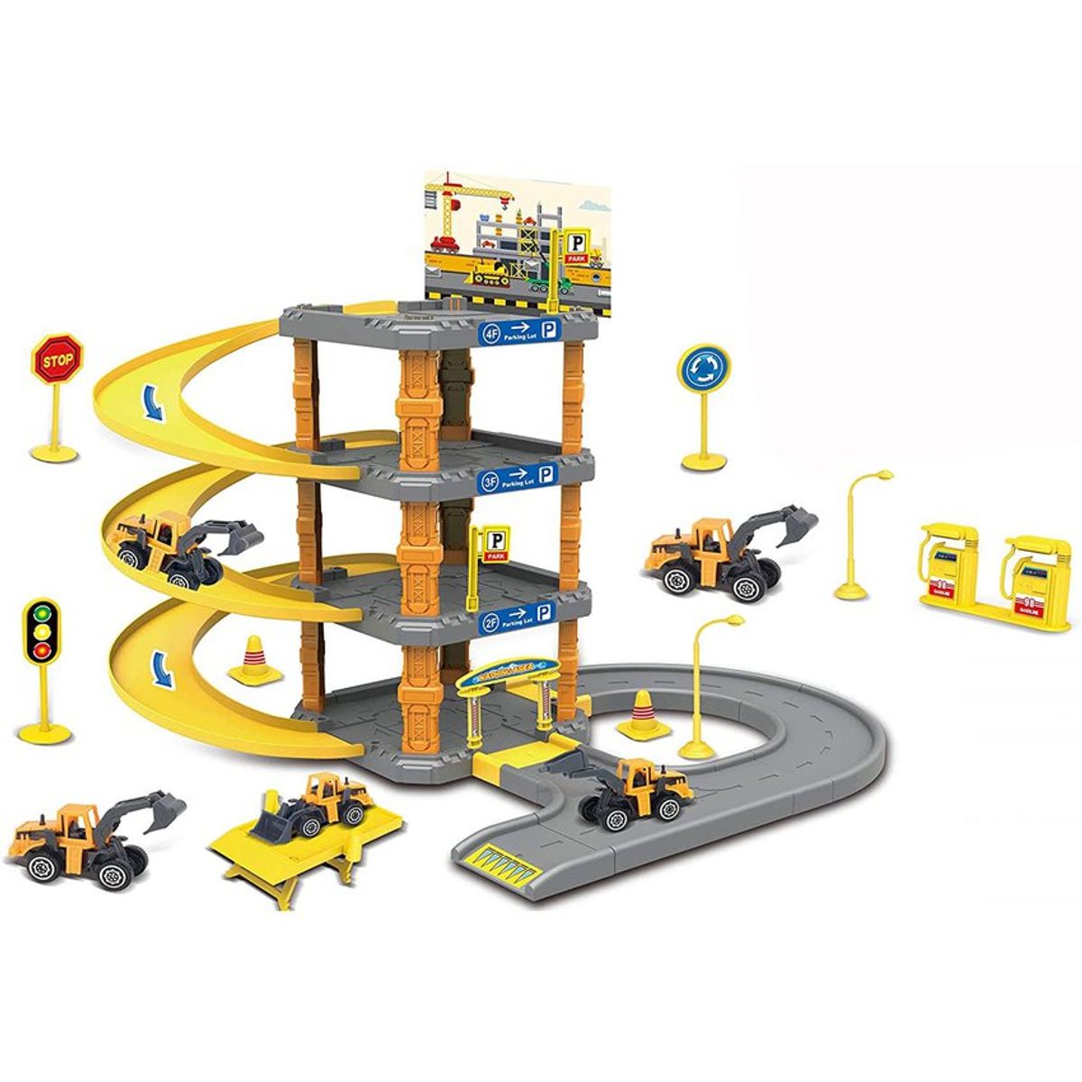 KIDSHOP - Pista De Carro De Construccion 51 PCS P3082 Amarillo