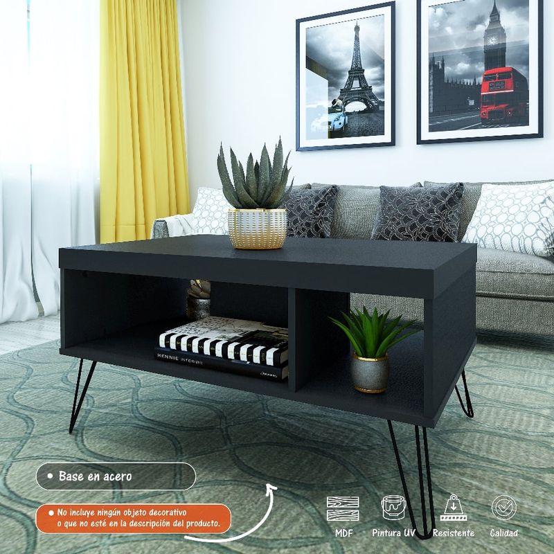 BERTOLINI - Mesa De Centro Decorativa 1 Nicho Bertolini Color Negro-