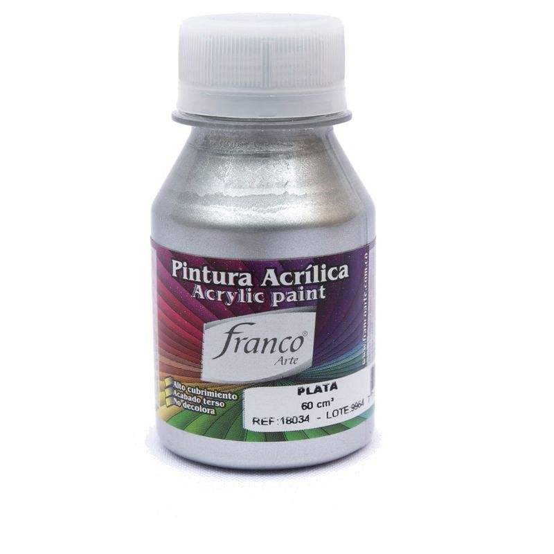 FRANCO ARTE - Pintura Acrílica Al Frío Franco Arte Plateada X 60 Ml