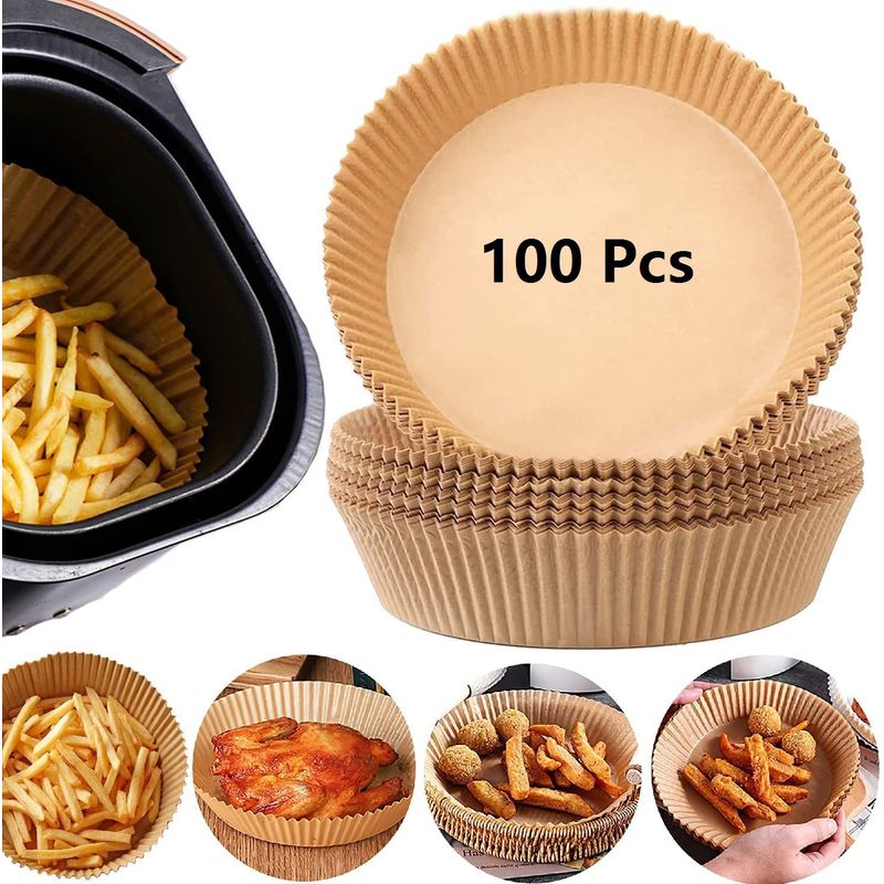 GENERICO - 100 Forros antiadherente air fryer freidora de aire freir hornear.