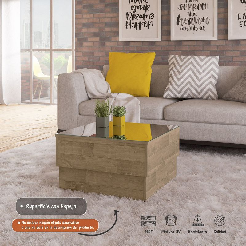 BERTOLINI - Mesa de centro Decorativa y moderna Con Espejo