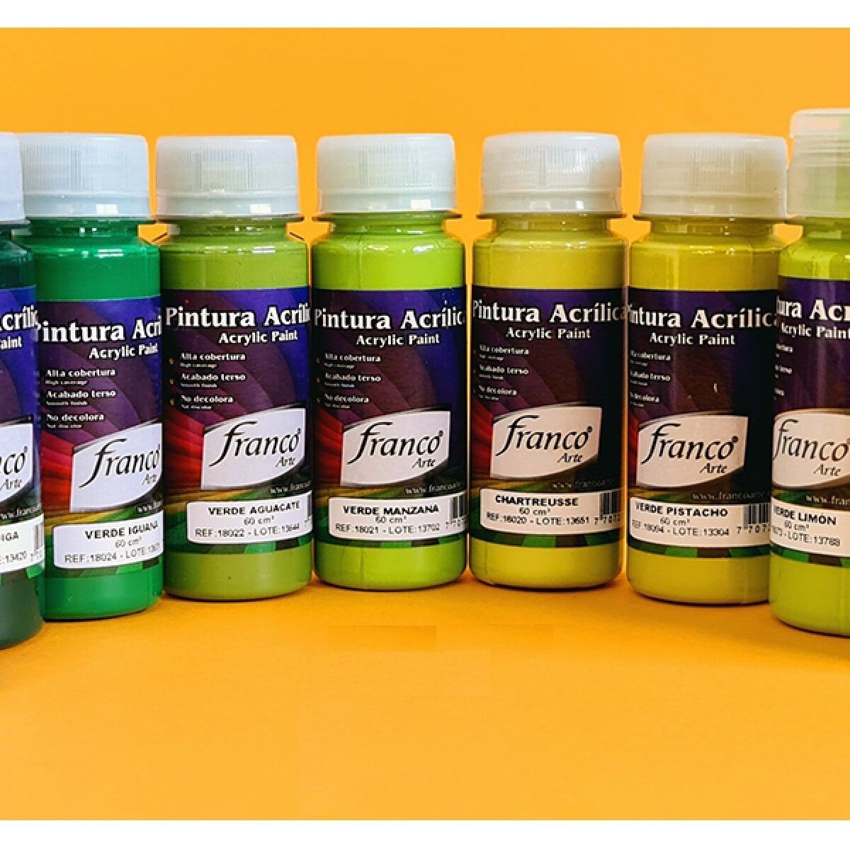 FRANCO ARTE - Pintura Acrílica, Al Frío Franco Arte X 60 Cc X 10 Colores