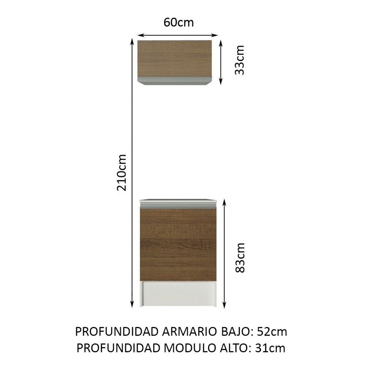 MADESA - Kit Mueble de Cocina Superior y Mueble Bajo Topazio 60 cm