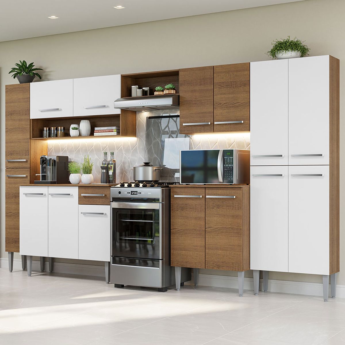 MADESA - Cocina Integral Emilly 3.25 Metros Marrón/Blanco 02