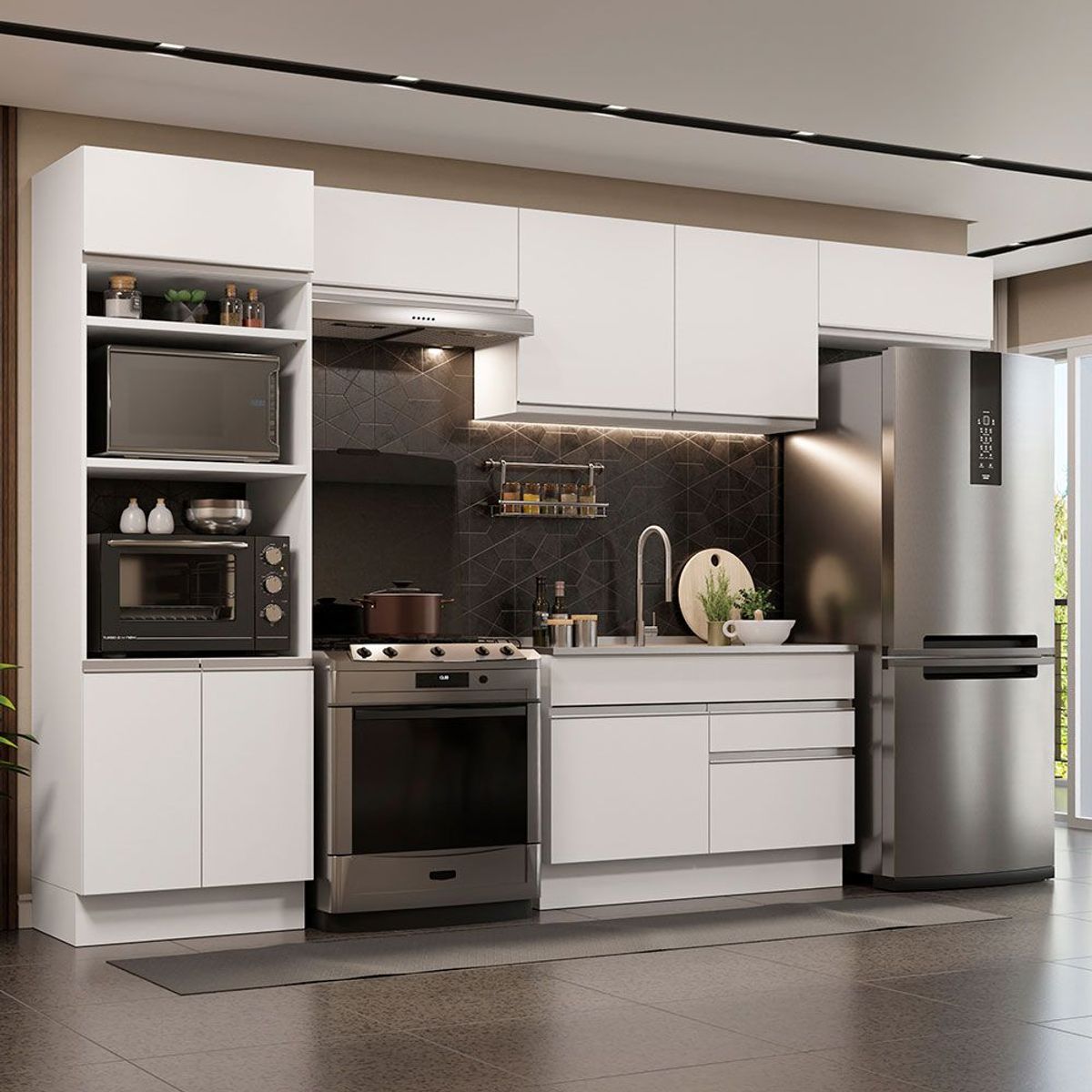 MADESA - Cocina Integral Glamy 3.50 Metros Blanco
