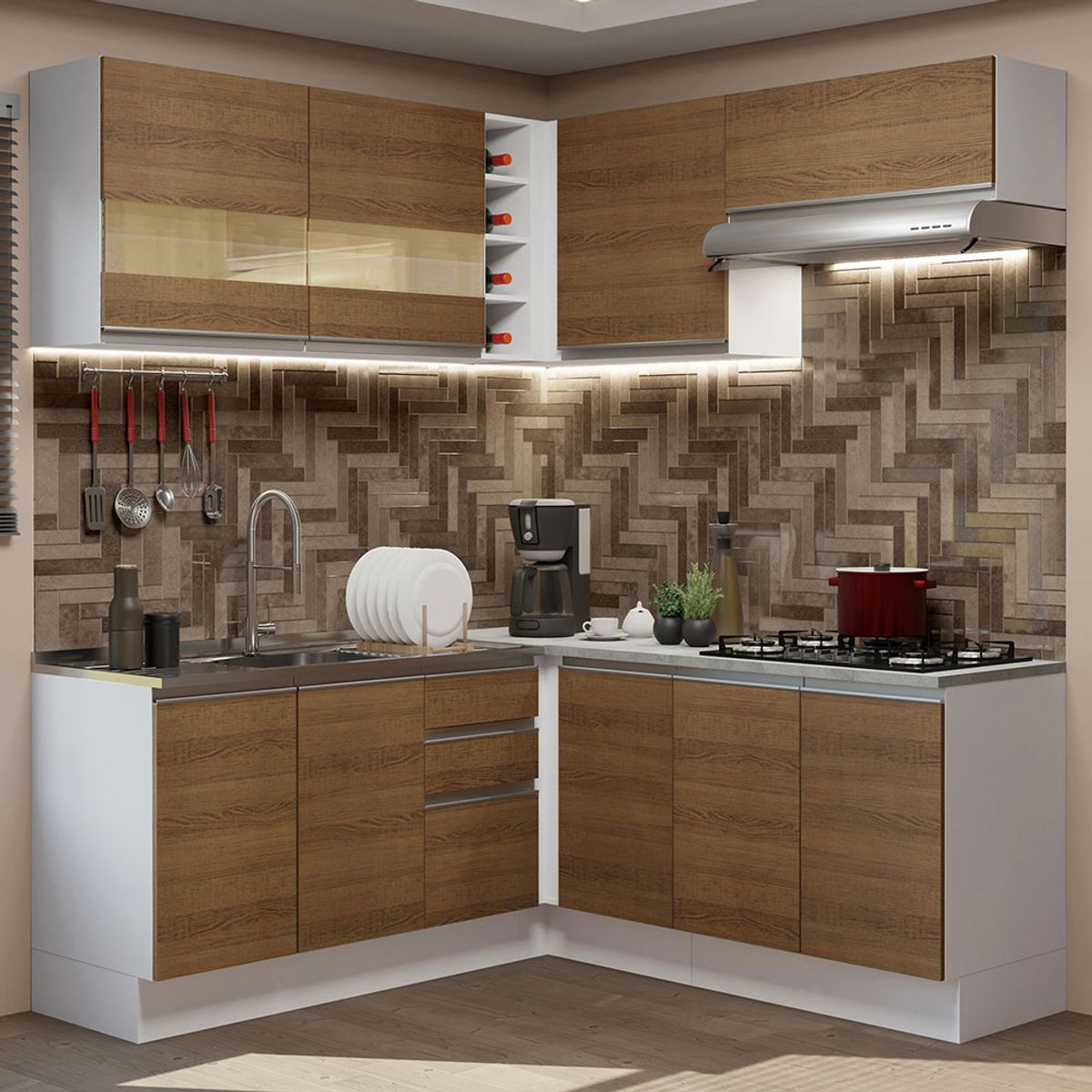 MADESA - Cocina Integral de Esquina Glamy 3.50 m 01