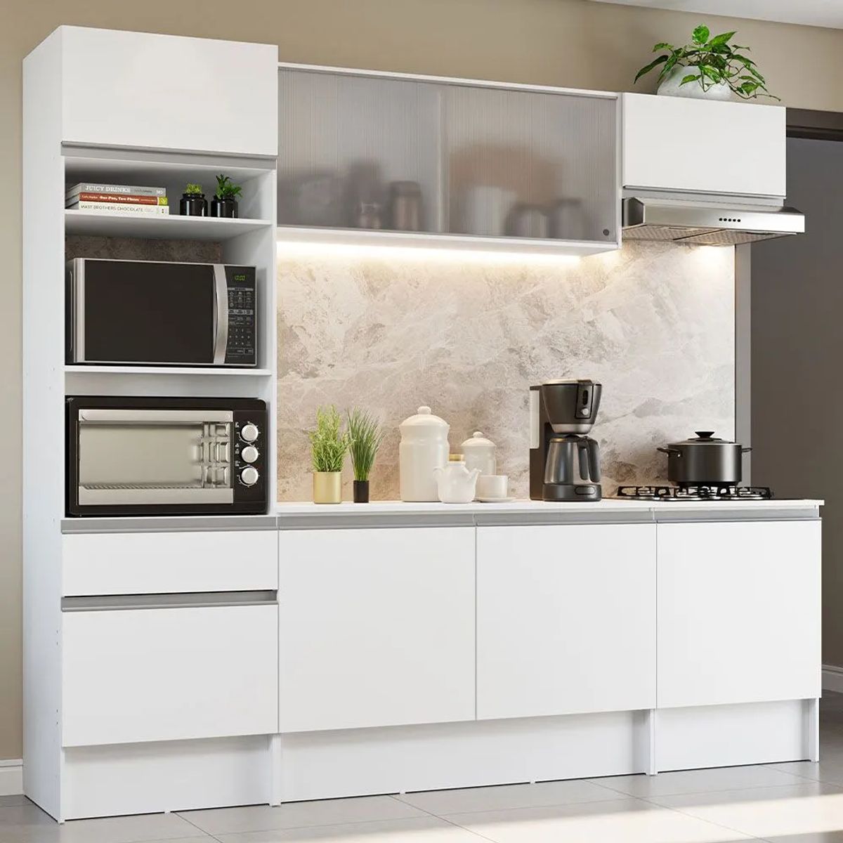MADESA - Cocina Integral Topazio 2.40 m con Encimera Blanco