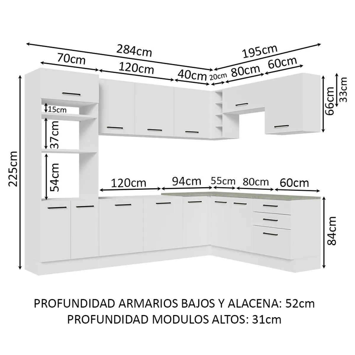 MADESA - Cocina Integral de Esquina Agata 4.80 Metros 01