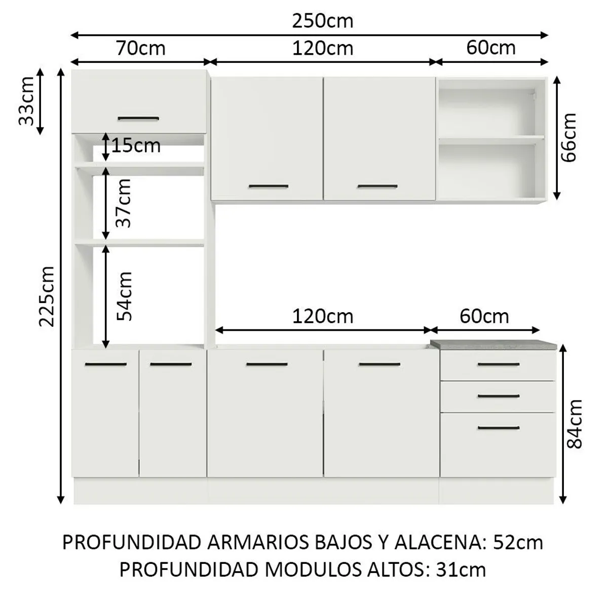 MADESA - Cocina Integral Agata 2.50 m Blanco 01