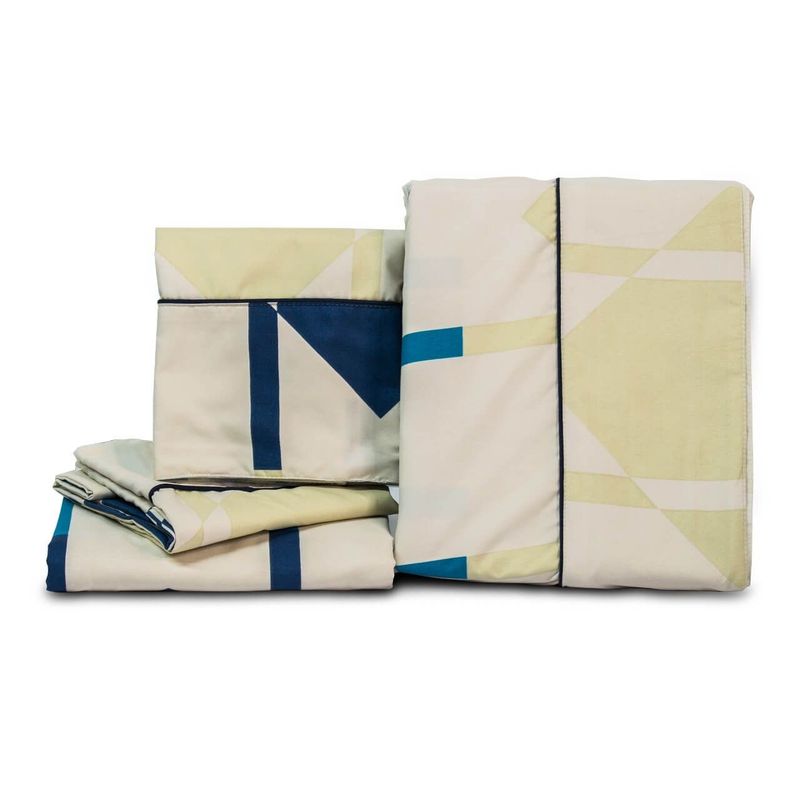 REALTEX - Juego de Sábanas Real Tex Línea Confort Geometrico Beige