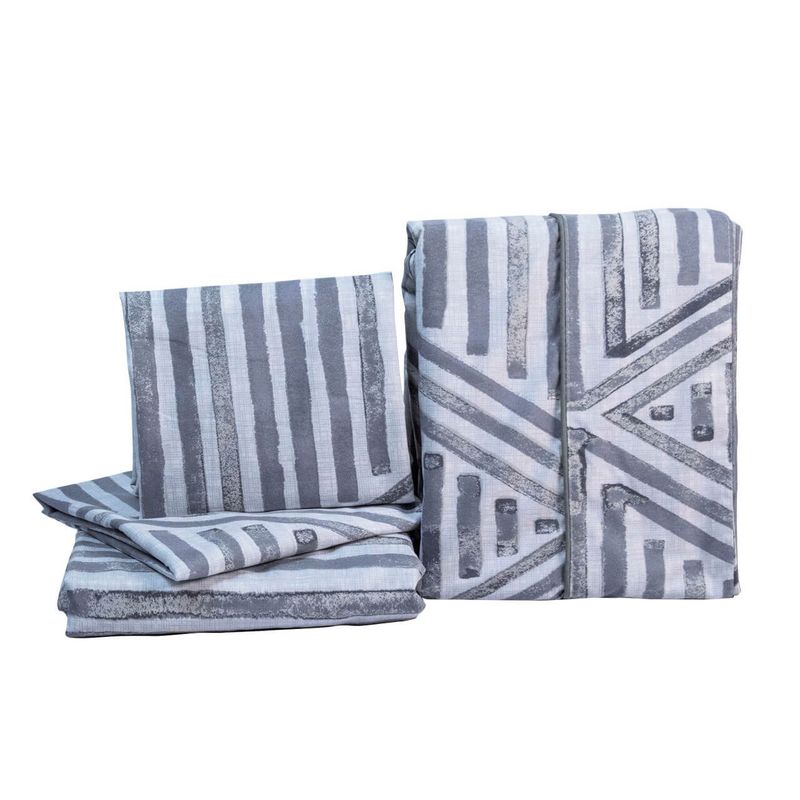 REALTEX - Juego de Sábanas Real Tex Linea Confort Geometrico Gris