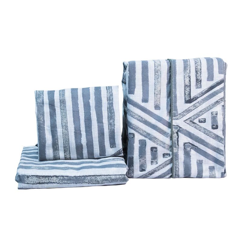 REALTEX - Juego de Sábanas Real Tex Linea Confort Geometrico Gris
