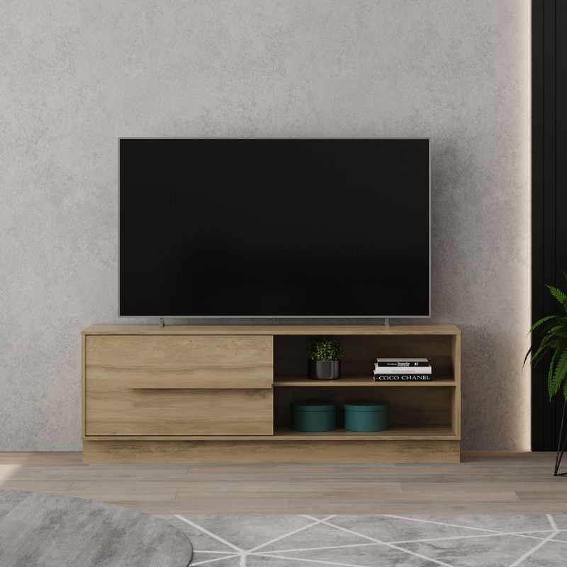 BERTOLINI - Mueble para TV 60 Hawai en MDP Puerta Corrediza Noce