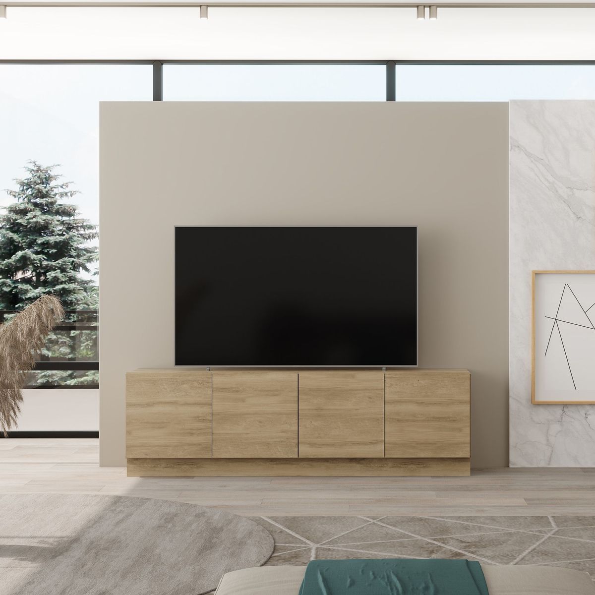 BERTOLINI - Mueble para TV 70" Mind en MDP 4 puertas Noce-