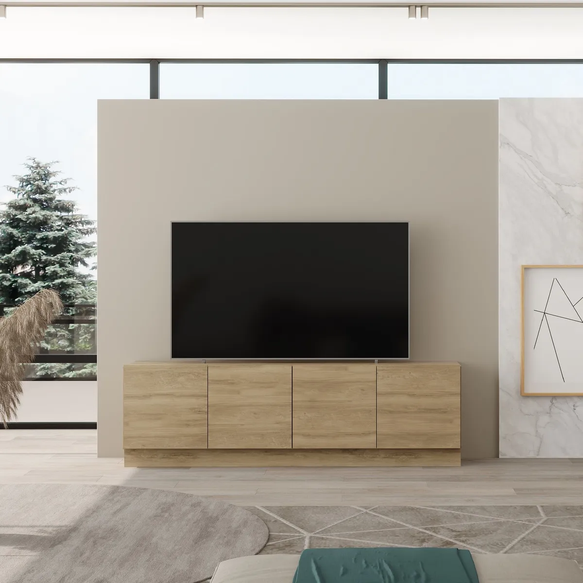 BERTOLINI - Mueble para TV 70" Mind en MDP 4 puertas Noce-