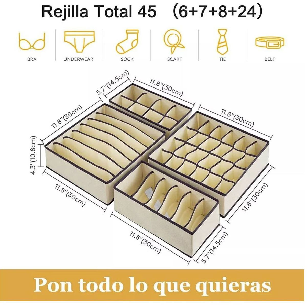 ONE PIXEL - Organizador De Ropa Interior Divisor Cajones Armario