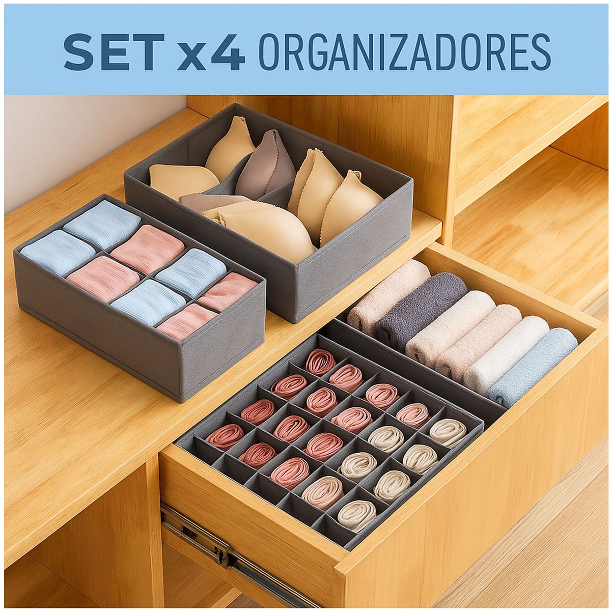 ONE PIXEL - Organizador Ropa Interior Divisor Cajones Set De 4 One Pixel