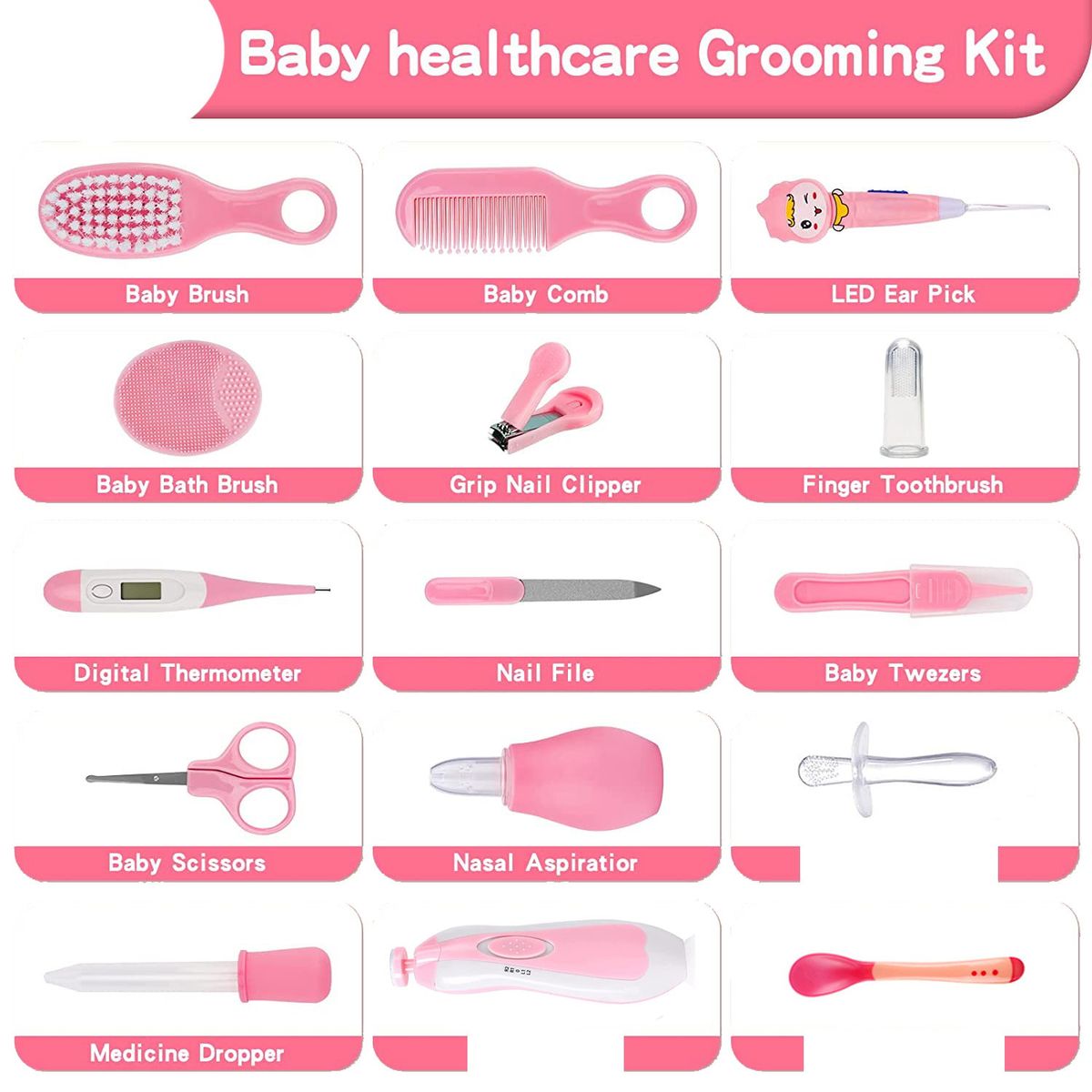 GENERICO - Kit de Aseo para Bebe y Cuidado de la salud 21 Pcs - Estuche