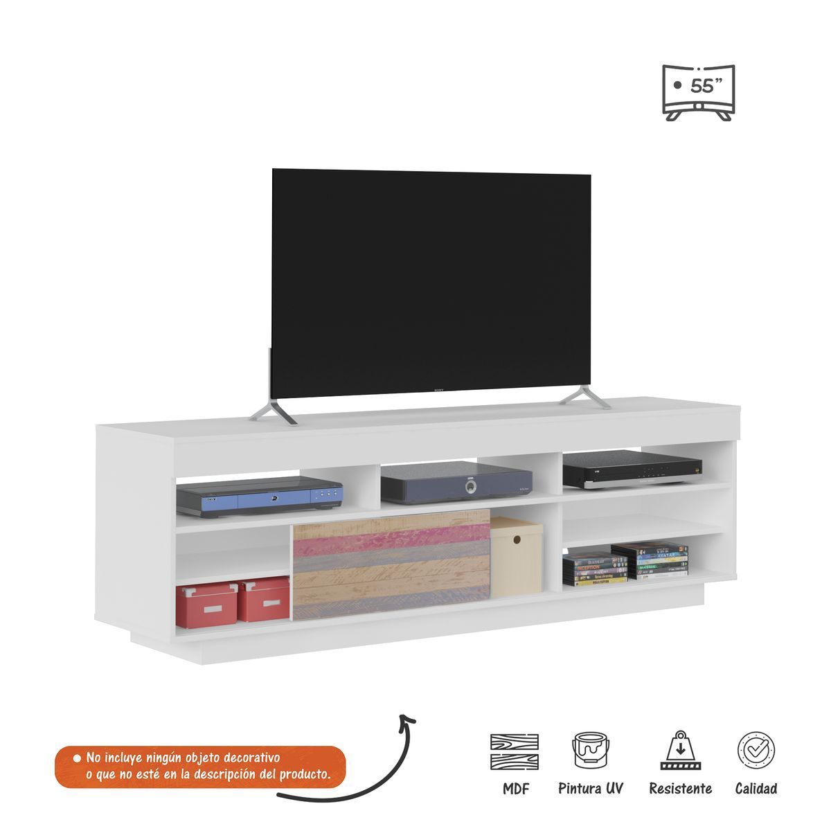 BERTOLINI - Mueble de TV Moderno de 180 cm  Amplios Compartimientos Para Guardar