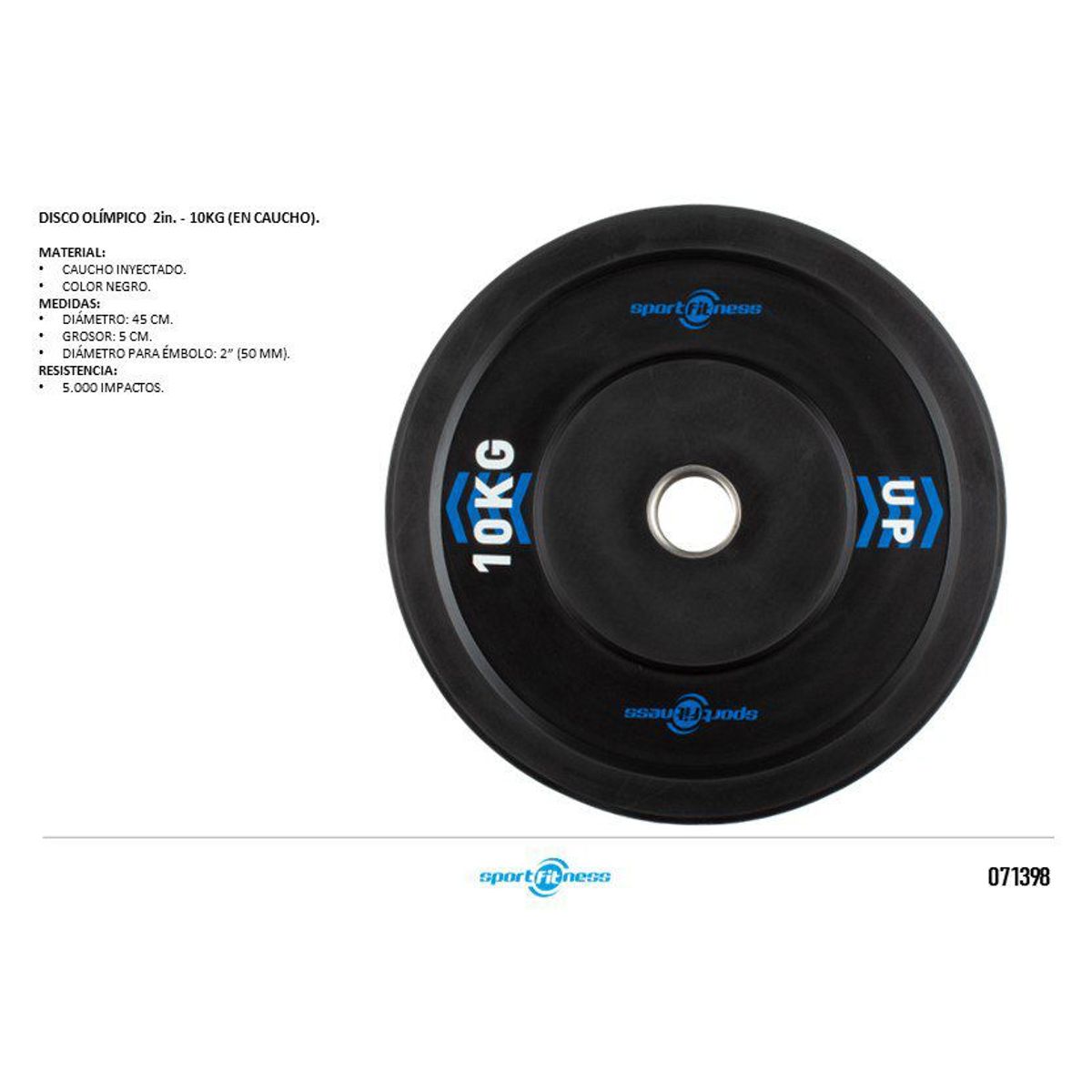 SPORT FITNESS - DISCO OLIMPICO 10KG EN CAUCHO NEGRO-SPORT FITNESS UNIDAD