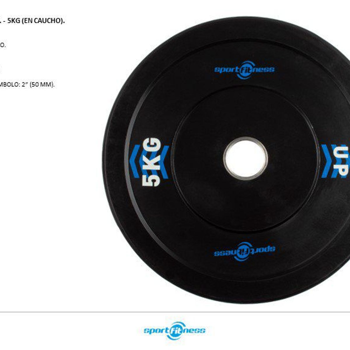 SPORT FITNESS - DISCO OLIMPICO 5KG EN CAUCHO NEGRO-SPORT FITNESS UNIDAD