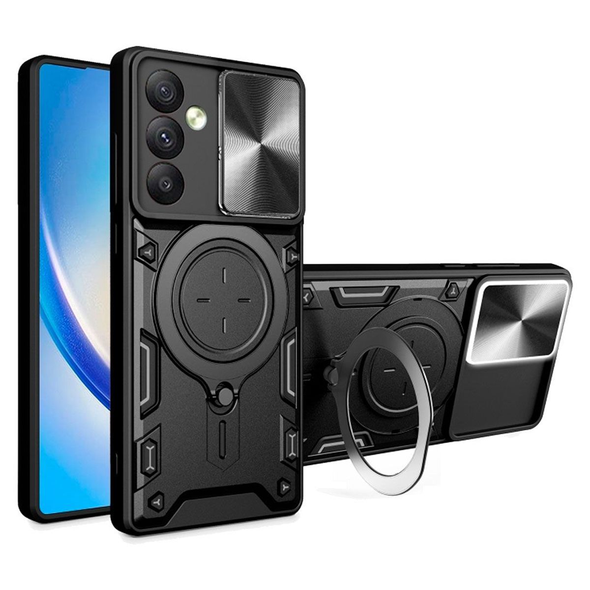 GENERICO - Funda Proteccion Camara Con Soporte Compatible con Samsung A24 Negro